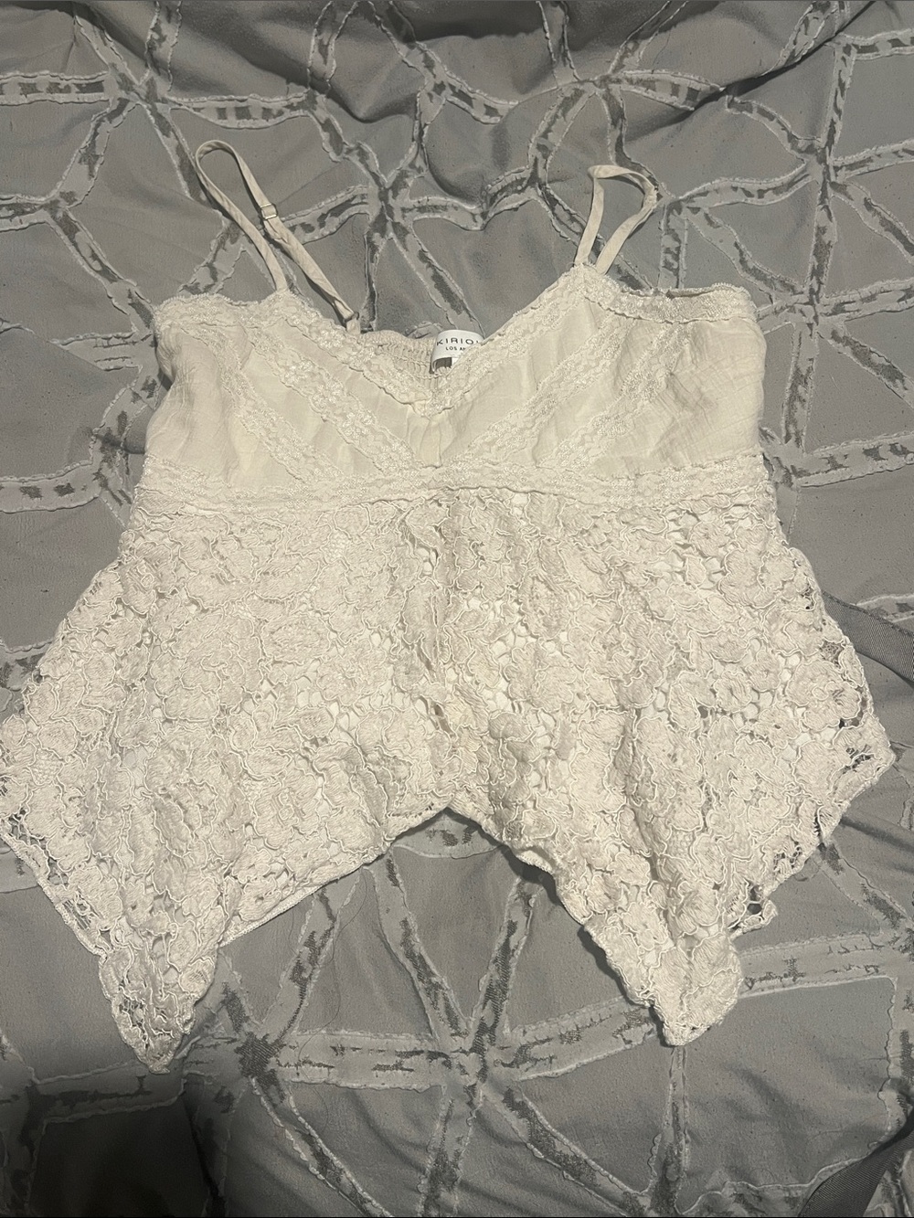 White Lace Handkerchief Hem Camisole Top